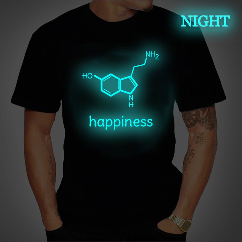 Fluorescent - Happiness Serotonin Science Chemistry T-Shirts