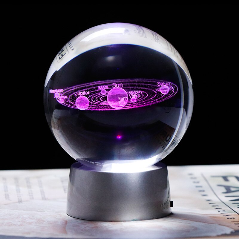Crystal Solar System Ball - Colorful LED