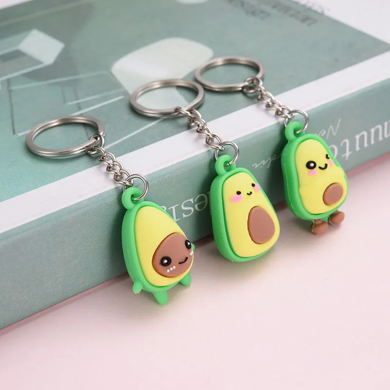 Creative and Cute Avocado Cartoon PVC Keychain Key Bag Car Key